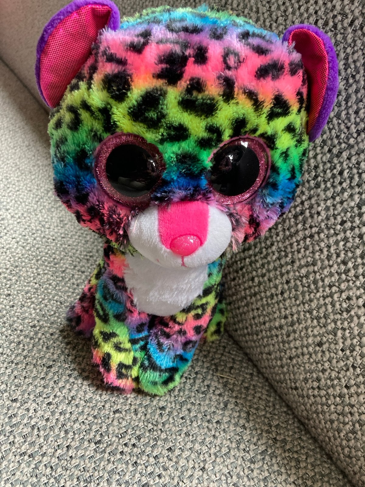 TySilk Beanie Boo Dotty Leopard Roze Regenboog Knuffel, Ophalen of Verzenden, Zo goed als nieuw, Middelgroot (20 tot 80 cm), Meerkleurig