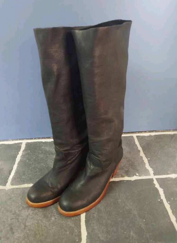 Hoge leren Shabbies Amsterdam laarzen, zwart, maat 40, zgan, Hoge laarzen, Shabbies Amsterdam, Zwart, Ophalen of Verzenden