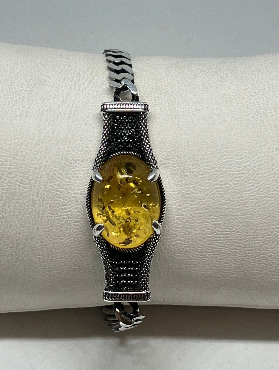 Zilveren armband met echte barnsteen amber 925