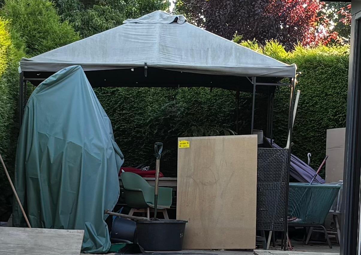 Paviljoen van staal en doek, Ophalen, Zo goed als nieuw, Minder dan 5 meter, Paviljoen