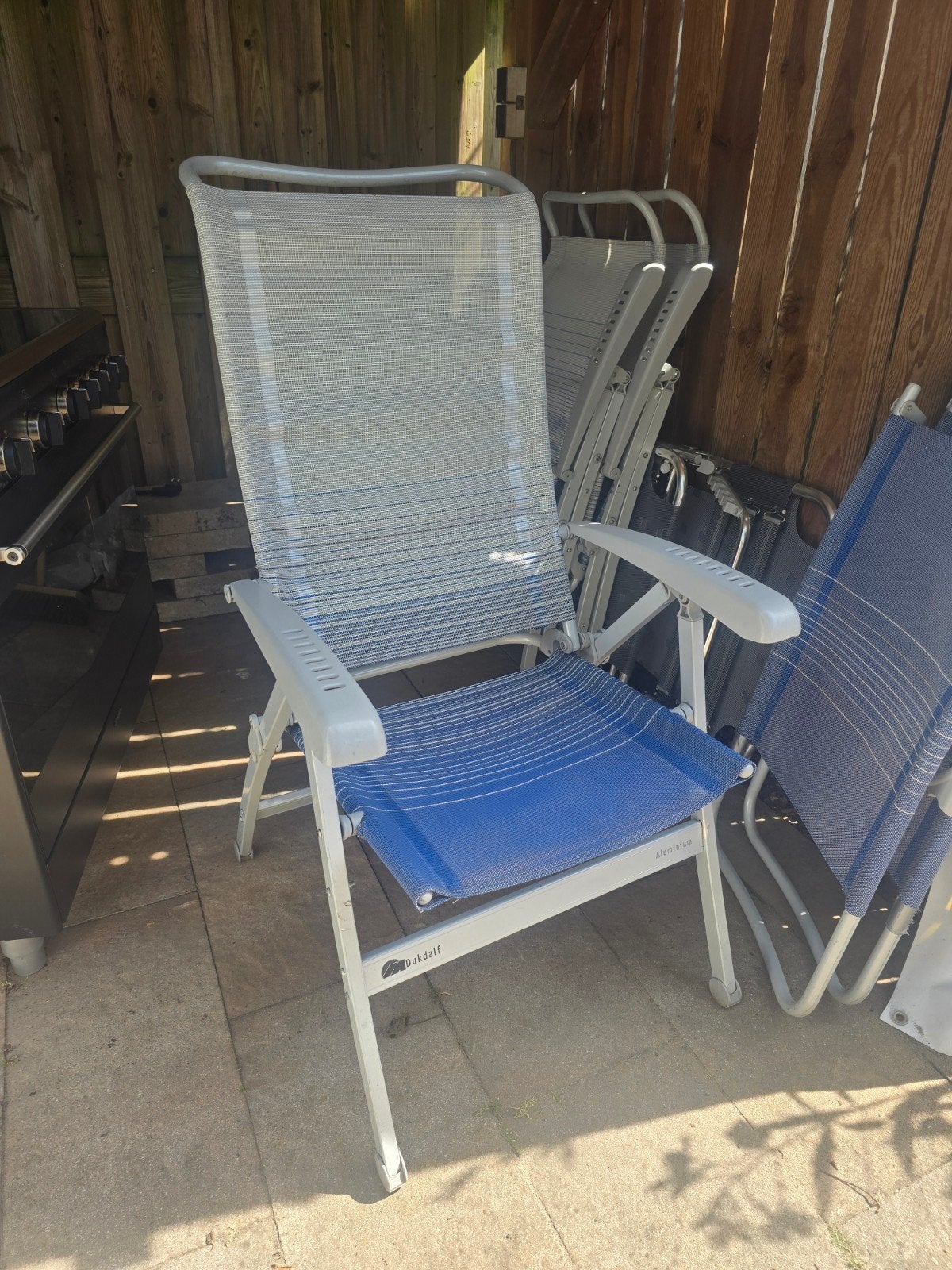 Set Dukdalf campingstoelen met 2 loungebedjes, Ophalen, Gebruikt, Campingstoel