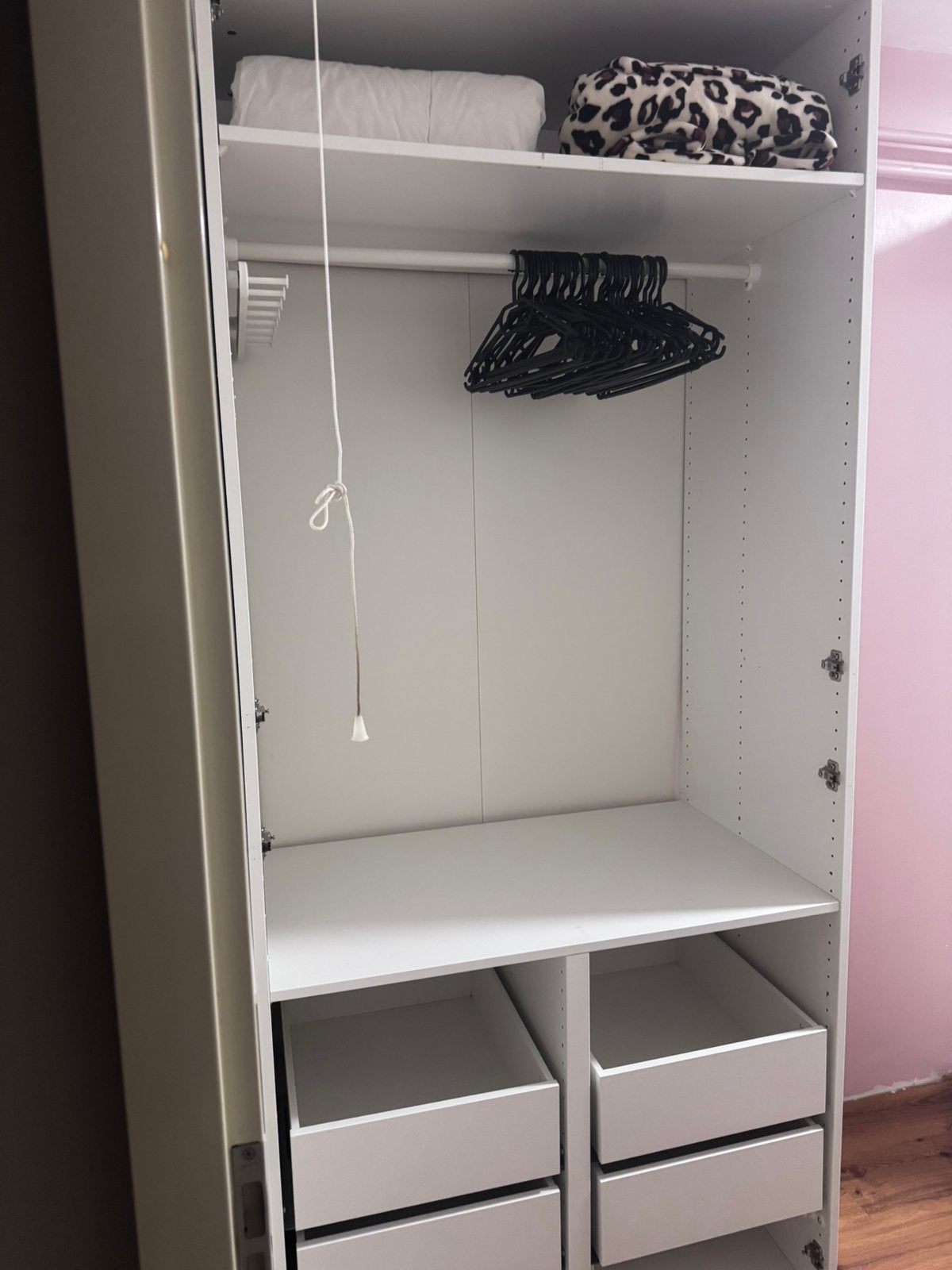 IKEA pax kledingkast wit 2 planken + 4 lades + hangrek roede, Ophalen, Met lade(s), 200 cm of meer, 50 tot 100 cm