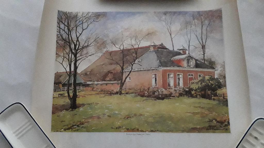 Poster van Leo Vierhout. Boerderij Garijp Friesland. 5,00., Verzamelen, Ophalen of Verzenden, 1980 tot heden, Gebruikt, Gebouw