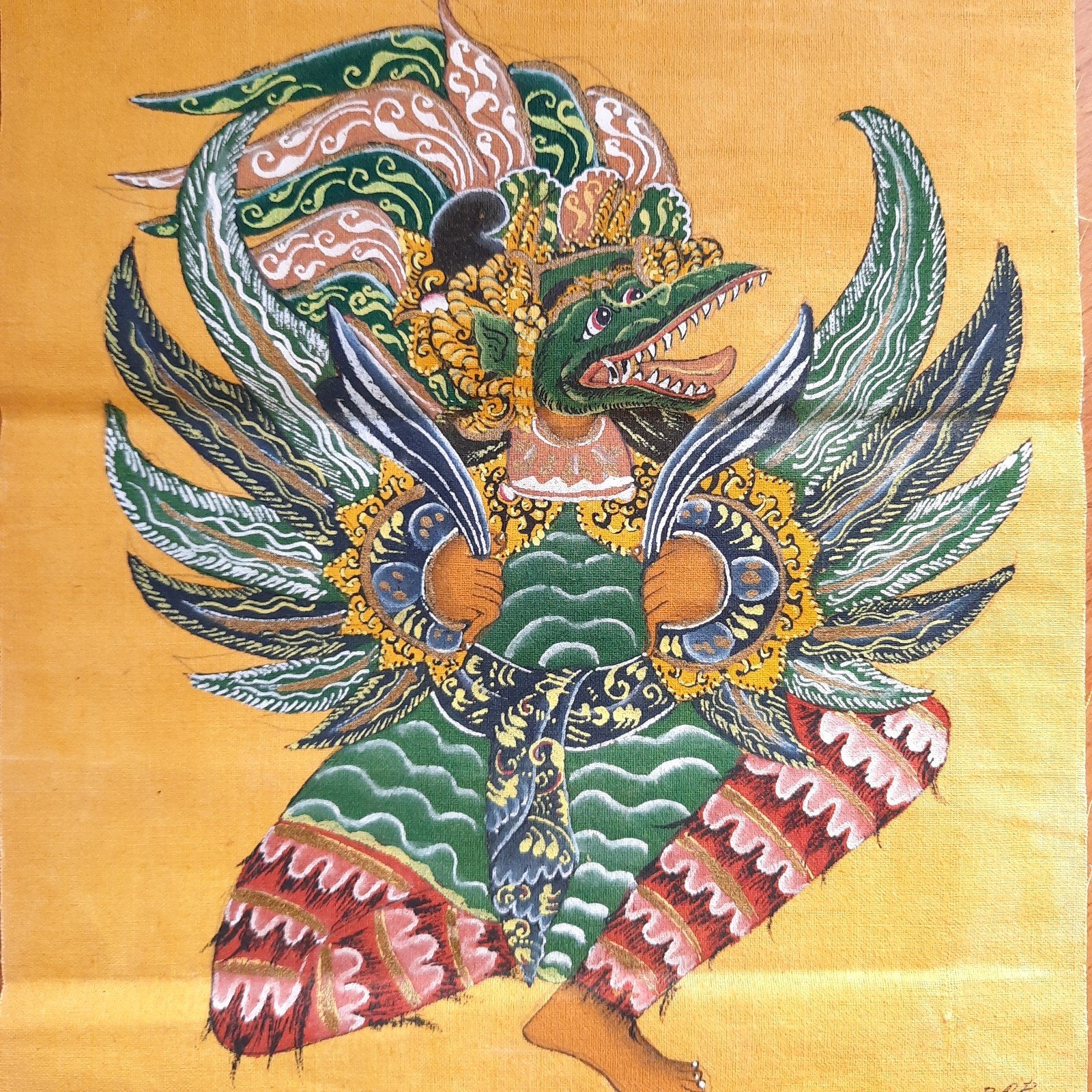 Bali Indonesië Schilderij op Textiel Gesigneerd D.P. Gambar, Verzenden