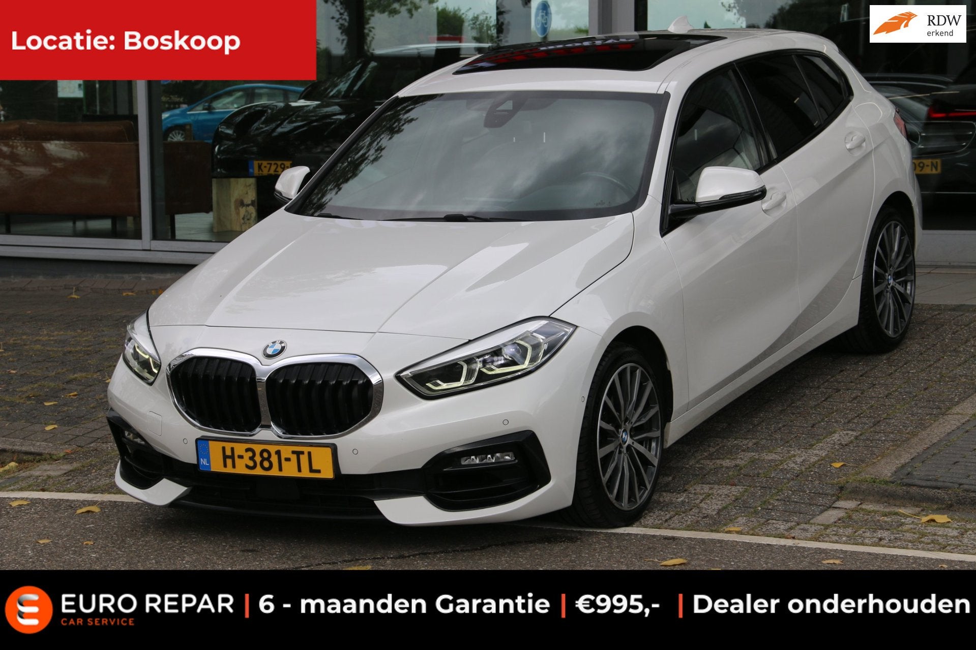 BMW 1-serie 118i High Executive Edition PANO-DAK NL-AUTO NAP, Dealer onderhouden, Gebruikt, Wit, Bedrijf