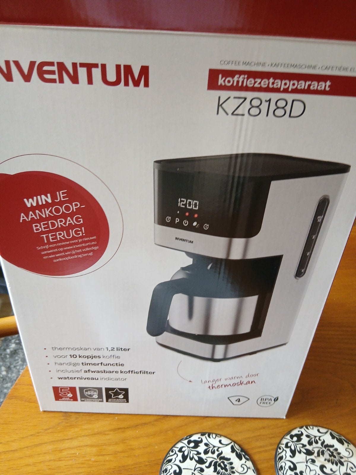 Inventum KZ818D, Witgoed en Apparatuur, Koffiezetapparaten, Zo goed als nieuw, Gemalen koffie, Koffiemachine, 4 tot 10 kopjes
