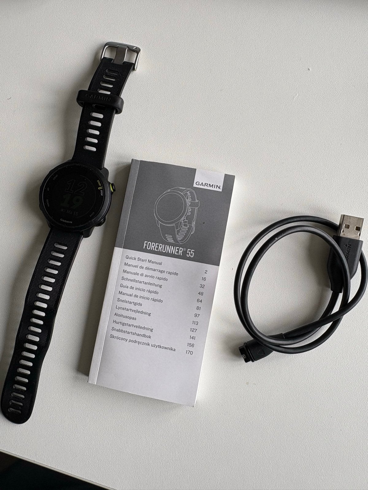 Garmin Forerunner 55 GPS Hardloophorloge Zwart, Afstand, Zwart, Ophalen of Verzenden, Zo goed als nieuw
