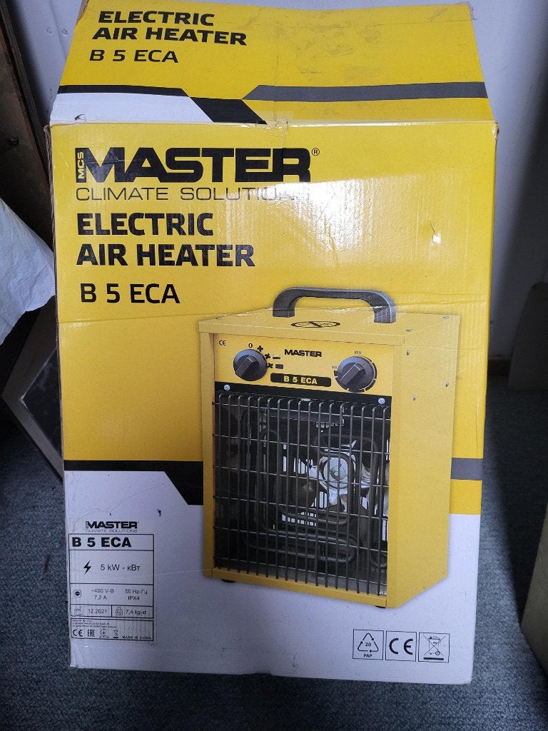 Master B 5 ECA Elektrische Luchtverhitter 5 kW, Doe-het-zelf en Verbouw, Ophalen, 30 tot 80 cm, 60 tot 150 cm, 800 watt of meer