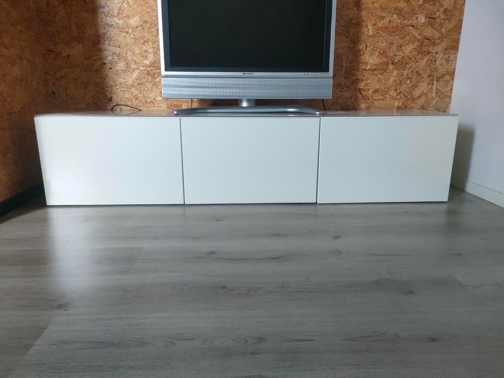 Ikea kast met glazen plaat (wit), Ophalen, Gebruikt, 25 tot 50 cm, 150 tot 200 cm