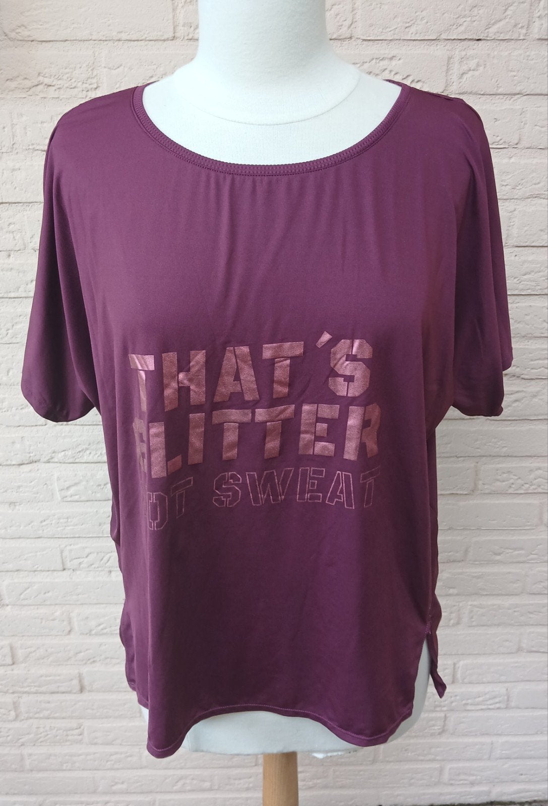 Dames sport t-shirt - paars - Domyos > zie omschrijving, Paars, Ophalen of Verzenden, Zo goed als nieuw, Maat 46/48 (XL) of groter
