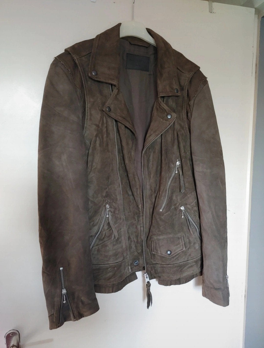 ALLSAINTS Sesley Biker Jacket, Beige, Ophalen of Verzenden, Zo goed als nieuw, ALLSAINTS