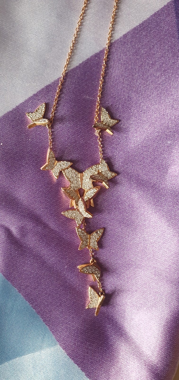 Swarovski Idyllia Lilia Y-ketting goudkleurig vlinders, Overige materialen, Ophalen of Verzenden, Goud, Gebruikt
