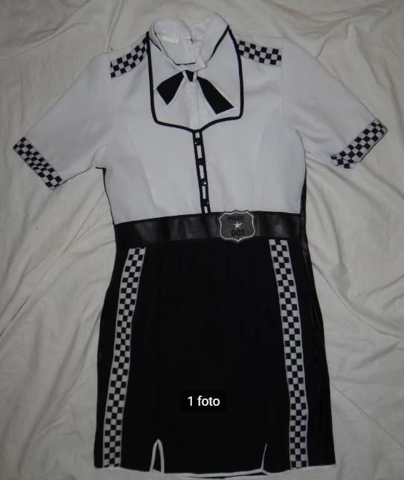 Leuk wit/zwart POLITIE/POLICE jurkje - Halloween tip, Kleding | Dames, Carnaval, Ophalen of Verzenden, Kleding, Maat 36 (S)
