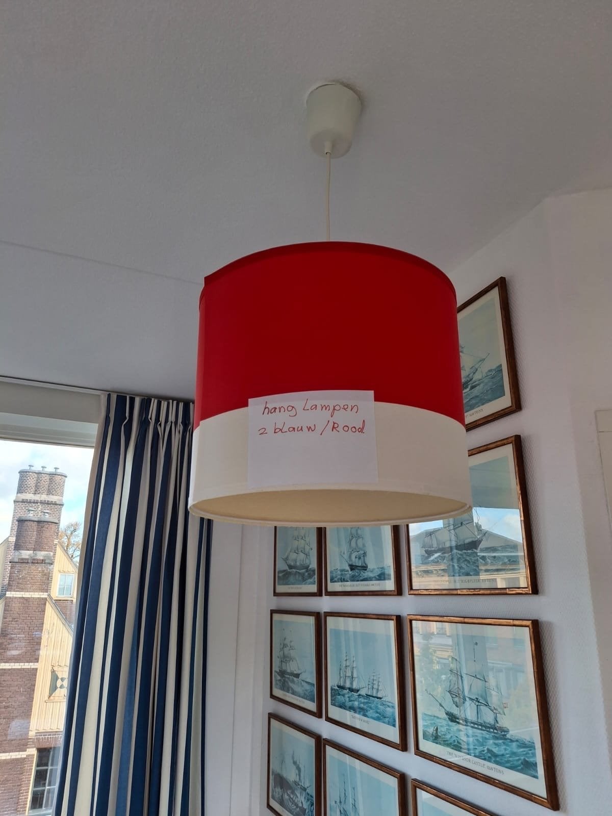 3 IKEA lampen: staande schemerlamp en 2 hanglampen, Ophalen, Gebruikt, Meerkleurig, Textiel