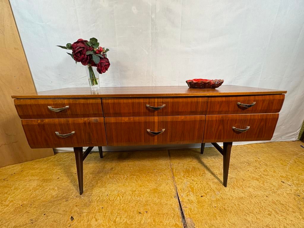 Gratis bezorging!Midcentury retro vintage teak dressoir 1960, Meredew, Gebruikt, 100 tot 150 cm, Meredew