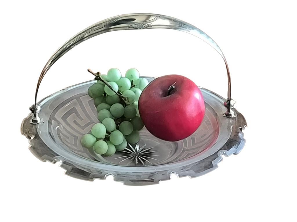 Antiek schaal met zilver fruitschaal, Ophalen of Verzenden, Zilver