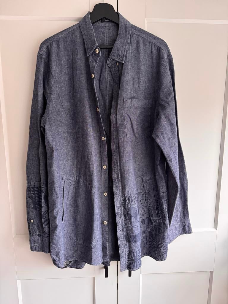 Denham limited edition overhemd met print maat XL, Ophalen of Verzenden, Zo goed als nieuw, Blauw, Halswijdte 43/44 (XL)
