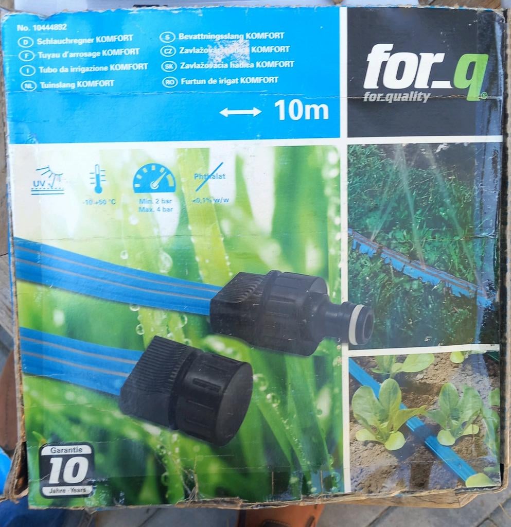 For-q platte sproeislang 10m, Ophalen of Verzenden, Zo goed als nieuw, Sectorsproeier
