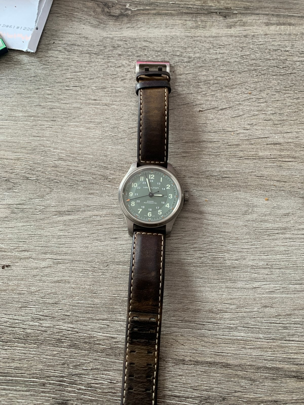 Hamilton Khaki Field Automatic Horloge - Zo goed als nieuw, Overige merken, Leer, Staal, Polshorloge