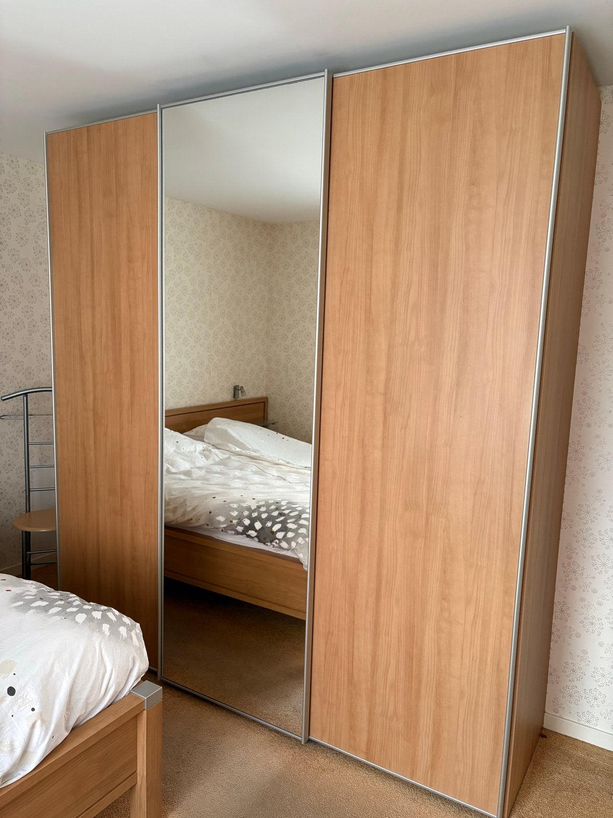 Tweepersoonsbed met kast en accessoires, Ophalen, Gebruikt, Tweepersoons, 180 cm