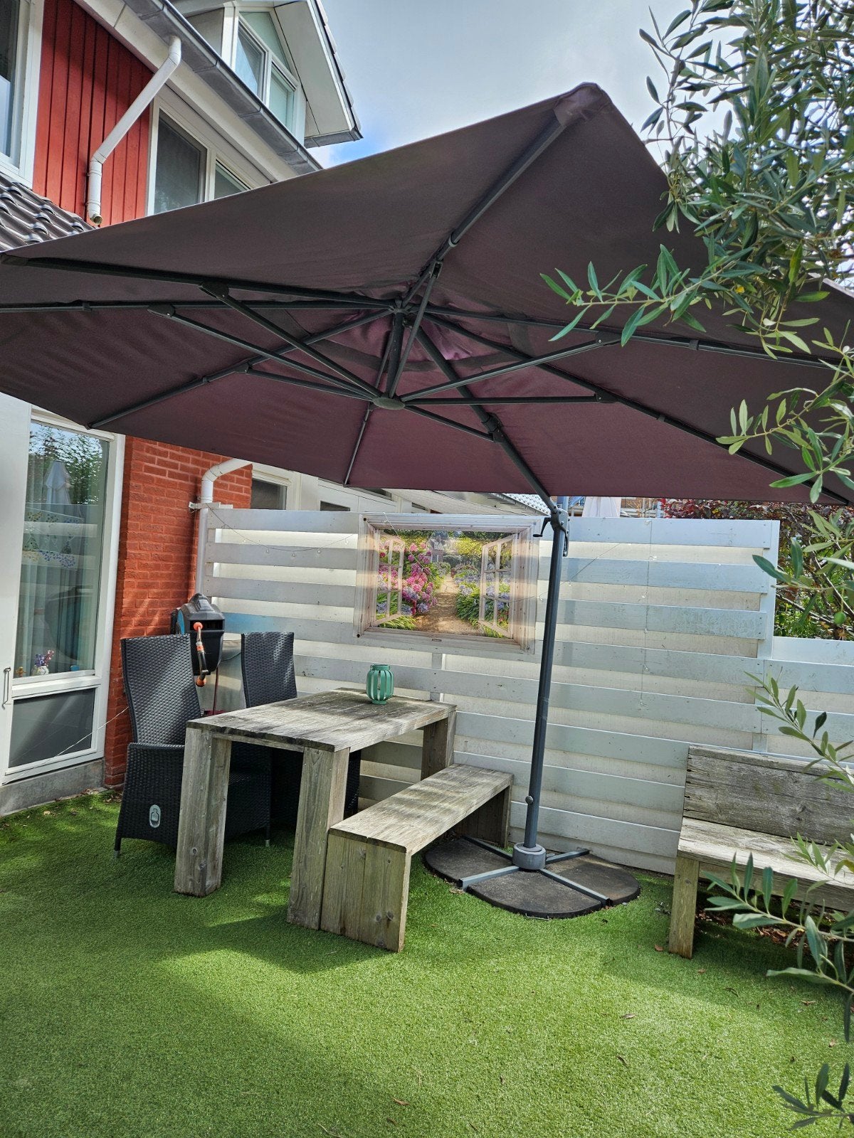 Grote zweefparasol, 300x300 cm, Tuin en Terras, Parasols, Ophalen, Verstelbaar, Gebruikt, 2 tot 3 meter