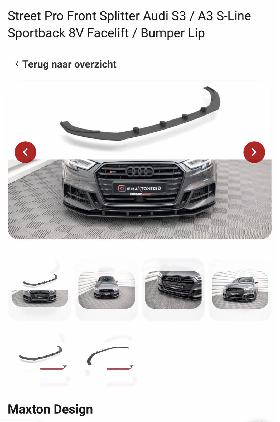 Maxton Design Street Pro Front Splitter Audi S3/A3 S-Line, Ophalen