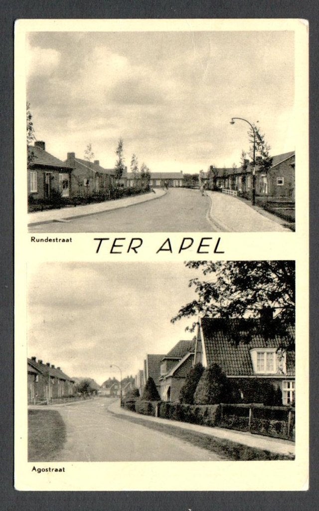 Oude Ansicht - TER APEL - Rundestraat - Agostraat - Gr., Verzamelen, Ophalen of Verzenden, 1940 tot 1960, Gelopen, Groningen