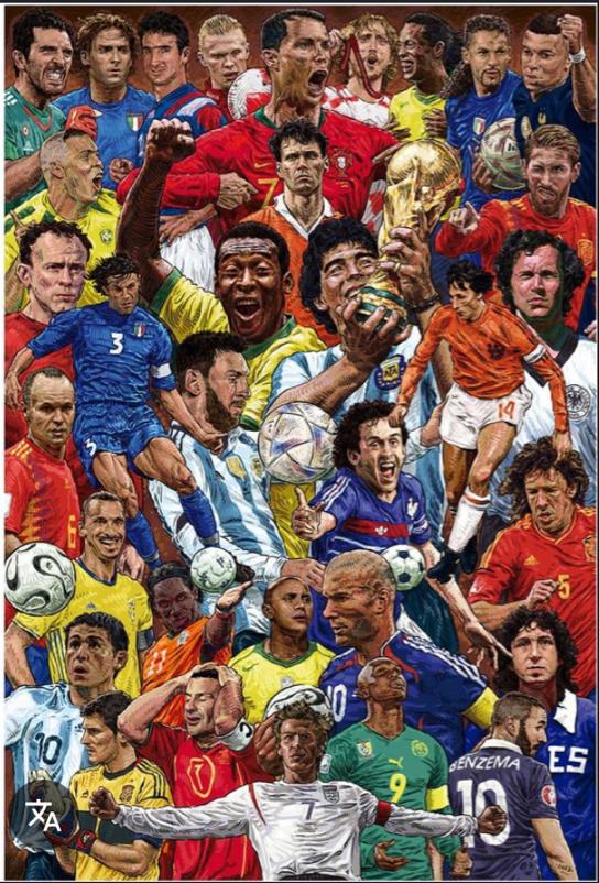 Voetbalposter - Voetbal collage met iconen, Ophalen of Verzenden, Nieuw, 50 tot 75 cm, Foto of Poster