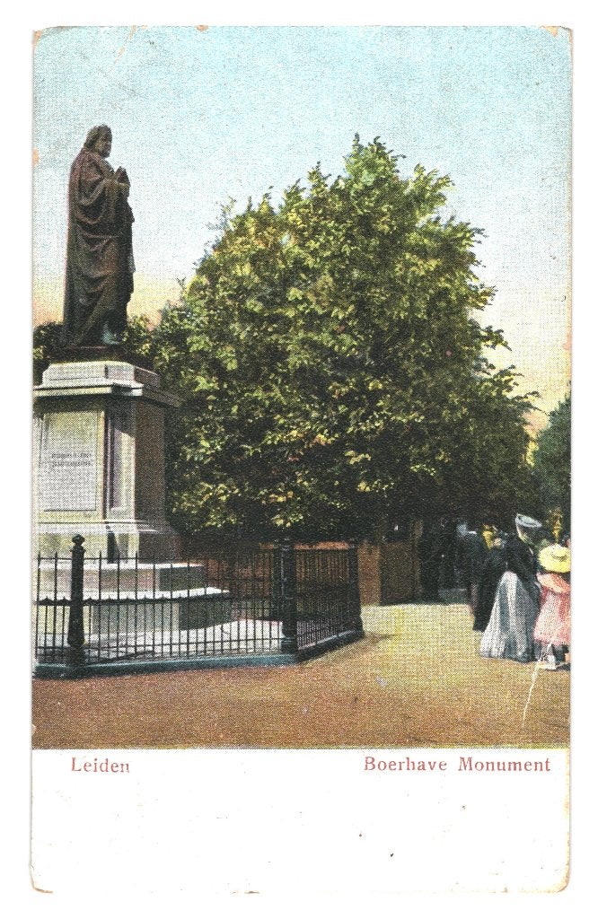 940673	Leiden	Monument	Boerhave	Omstr 1905 – 1910	Gelopen, Ophalen of Verzenden, Voor 1920, Gelopen, Zuid-Holland