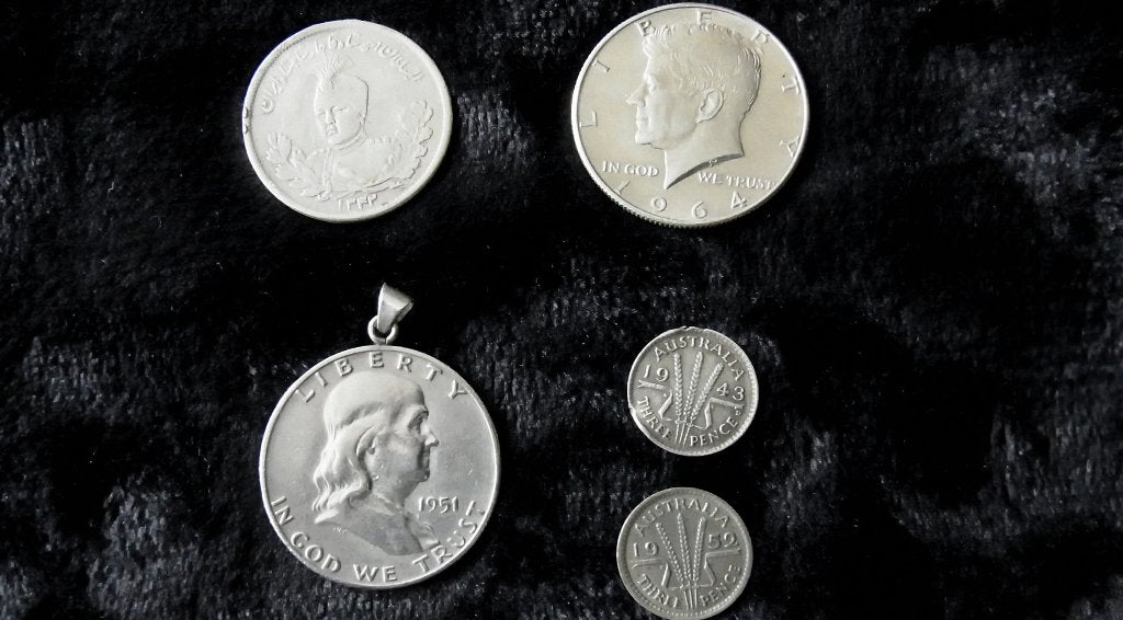 Diverse zilveren munten en hanger (90% zilver), Ophalen of Verzenden, Noord-Amerika, Setje, Zilver