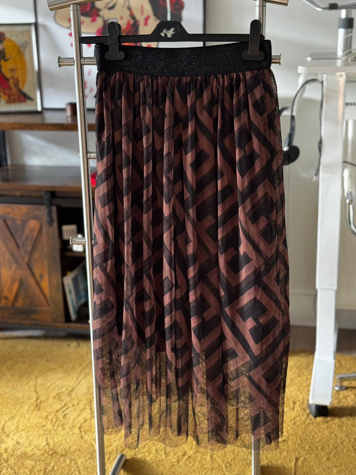 Long Pleated Skirt by New Collection, Bruin, Maat 42/44 (L), Nieuw, Ophalen of Verzenden