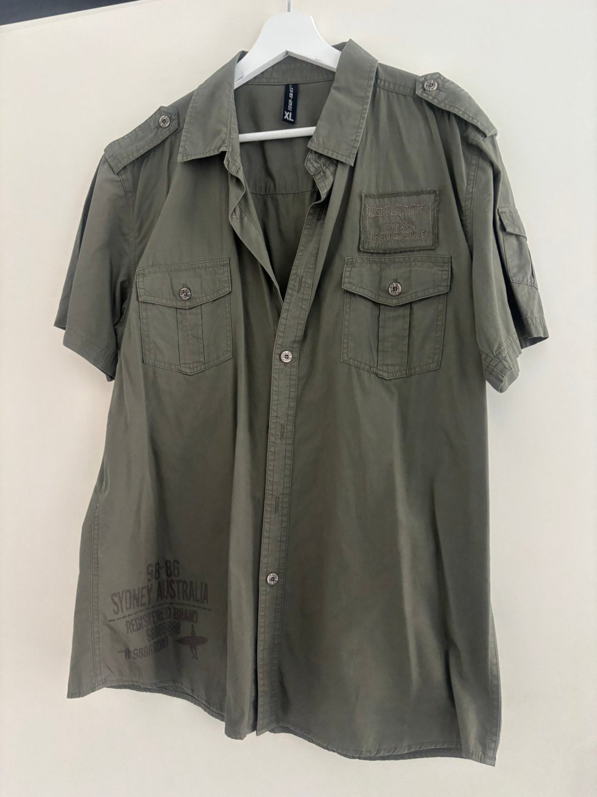 Blouse korte mouw maat XL legergroen, Ophalen of Verzenden, Gedragen, Groen, Halswijdte 43/44 (XL)