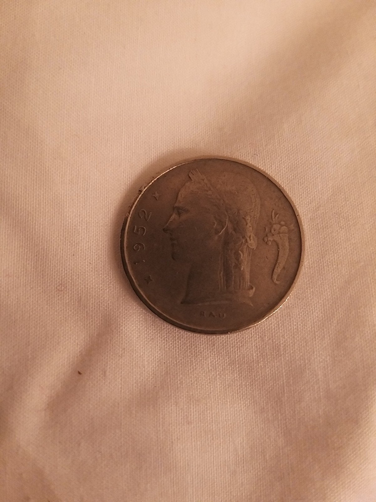 1 Belgische franc munt worden Belgique 1952, Ophalen of Verzenden, Metaal, Losse munt
