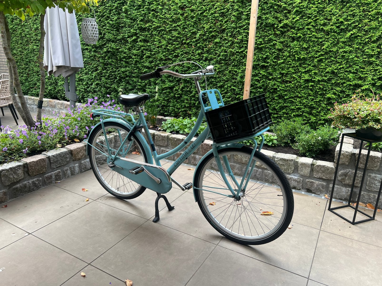 Cortina 4, lichtblauw met mandje, 53cm framemaat., Ophalen, Terugtraprem, Gebruikt, Versnellingen