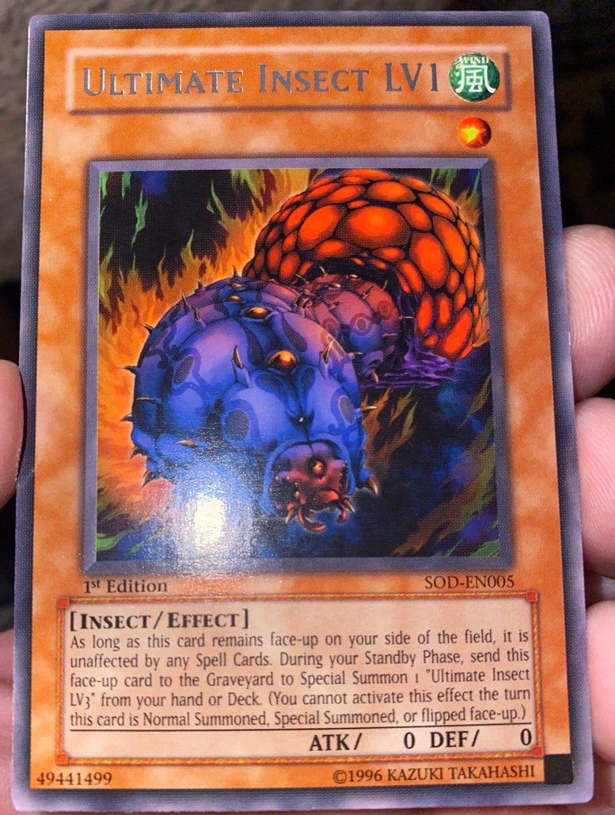 Yu-Gi-Oh! Ultimate Insect LV1 SOD 1st Edition Old US Print !, Ophalen of Verzenden, Gebruikt, Losse kaart