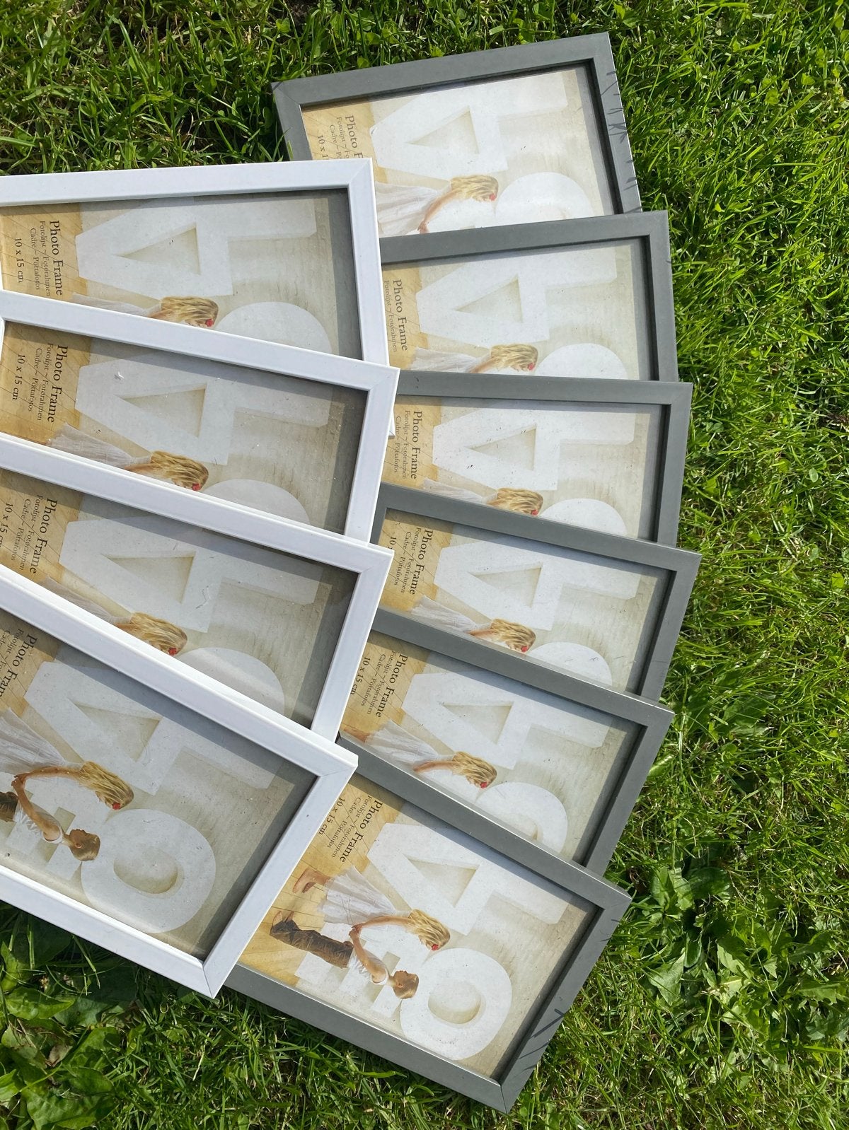 Set van 10 fotolijsten (wit en grijs), Kunststof, Nieuw, Ophalen of Verzenden, Fotolijst