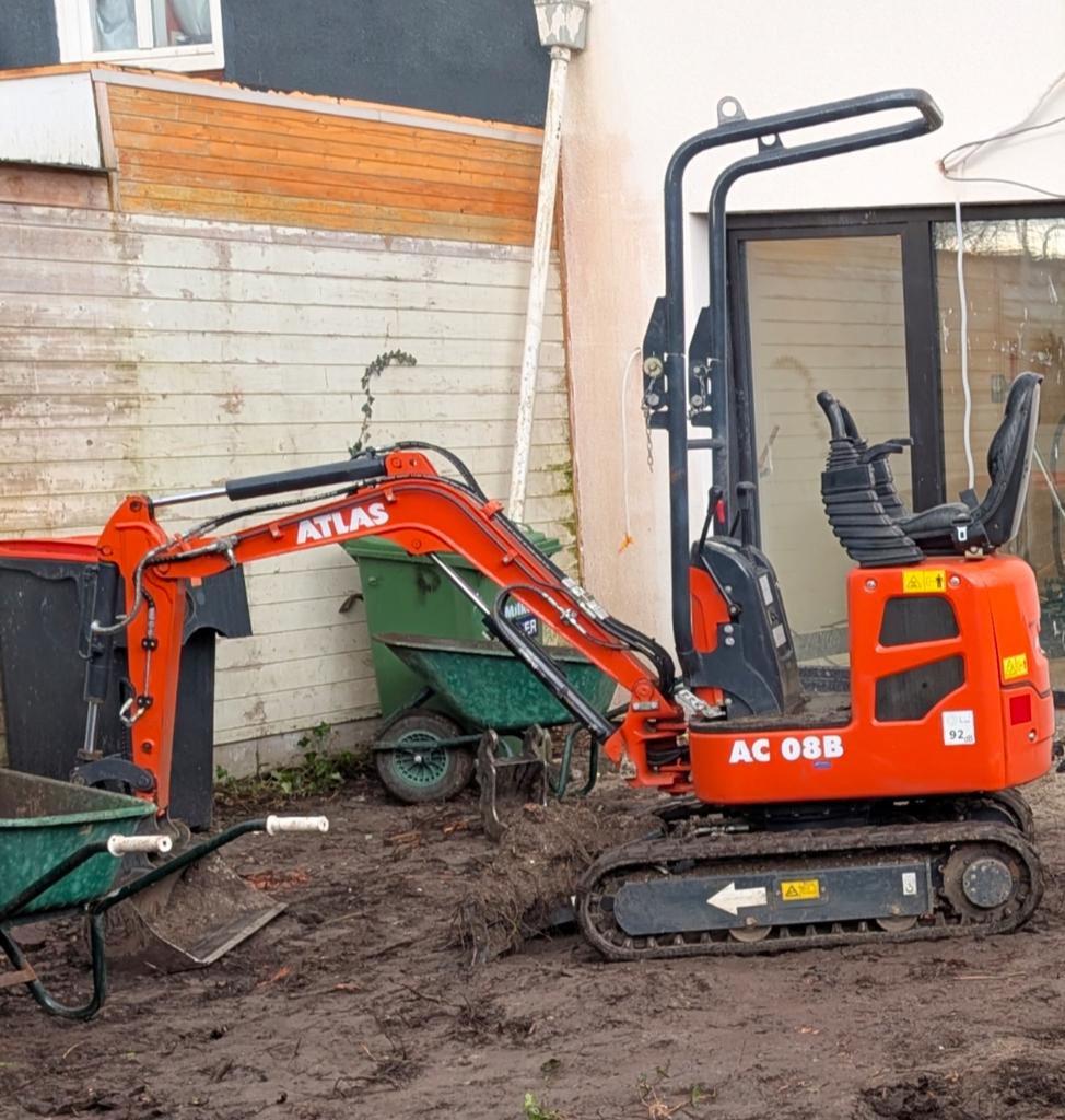 Minikraan, minigraver, graafmachine te huur, Diensten en Vakmensen