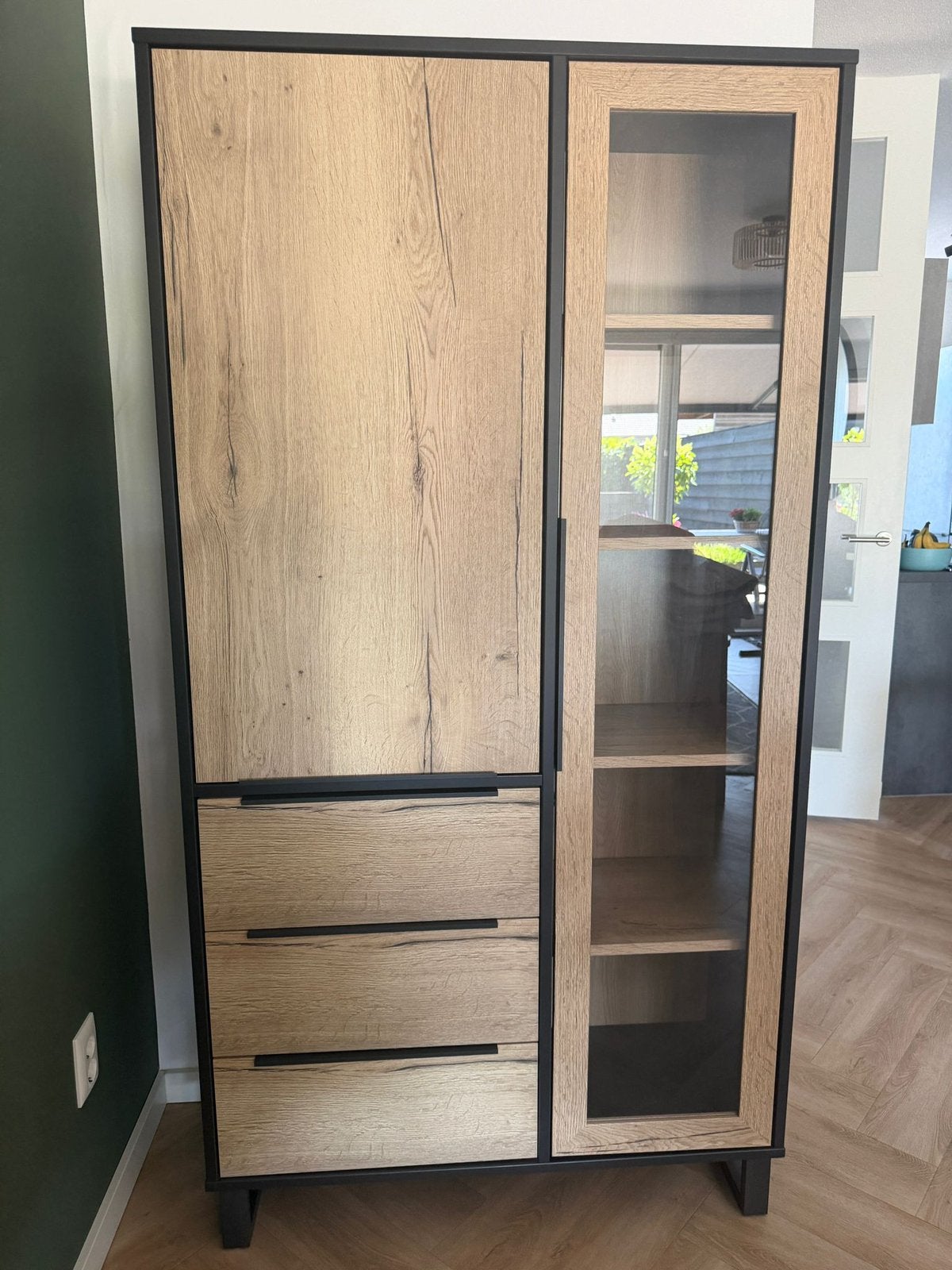 Woonexpress Industriële Vitrinekast Zundert 100x190x40, Ophalen, Glas, Met deur(en), 50 tot 100 cm