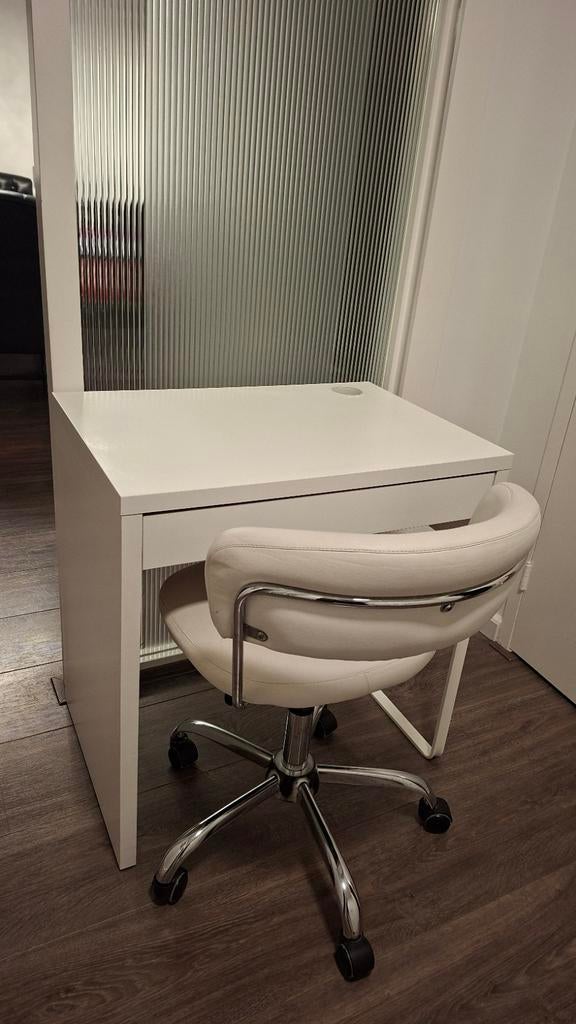 Wit bureau met lade en comfortabele bureaustoel, Ophalen of Verzenden