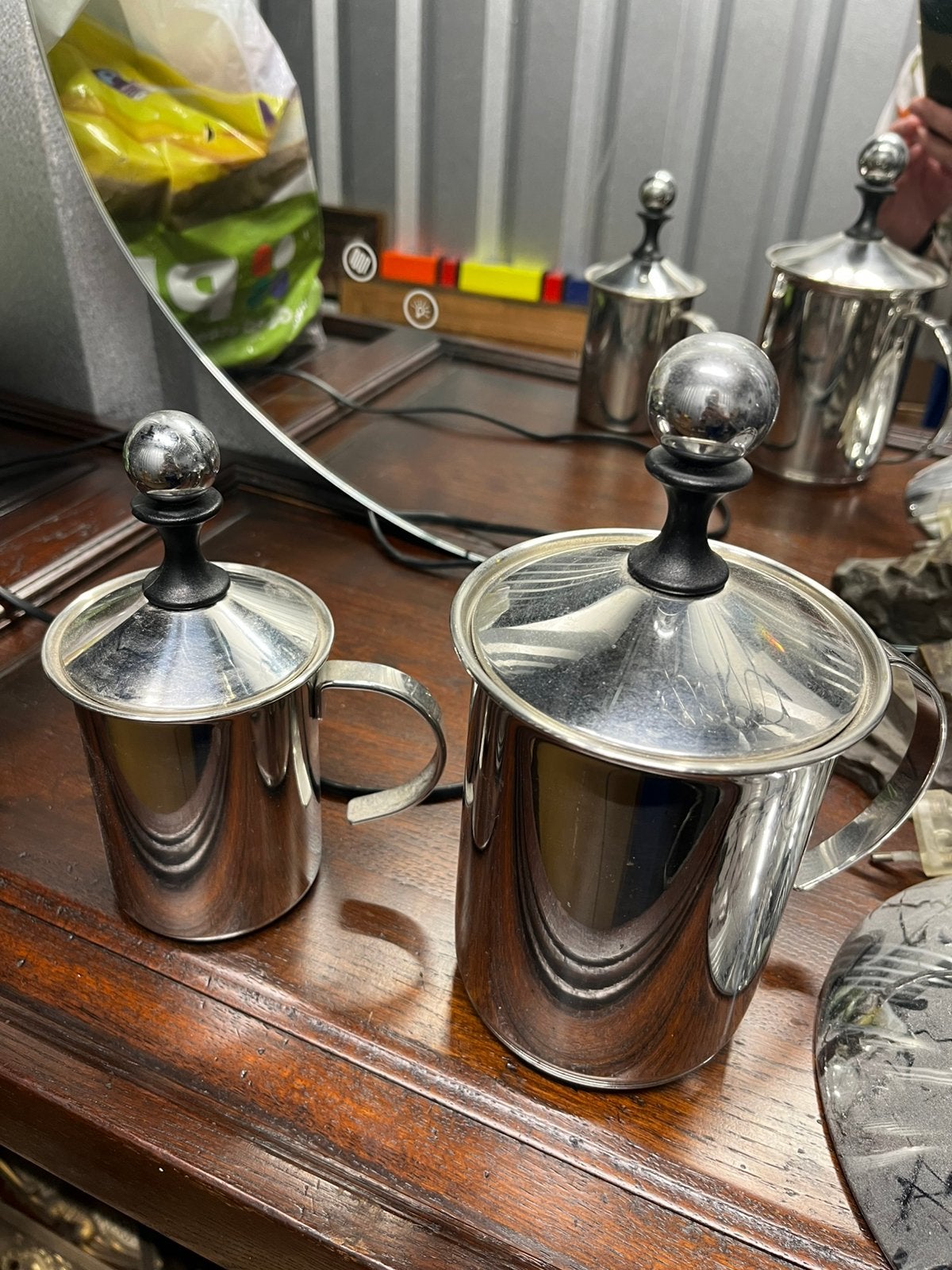 Set van 2 Frabosk Cappuccino Creamers, Witgoed en Apparatuur, Ophalen of Verzenden, Gebruikt, Handmatige melkopschuimer