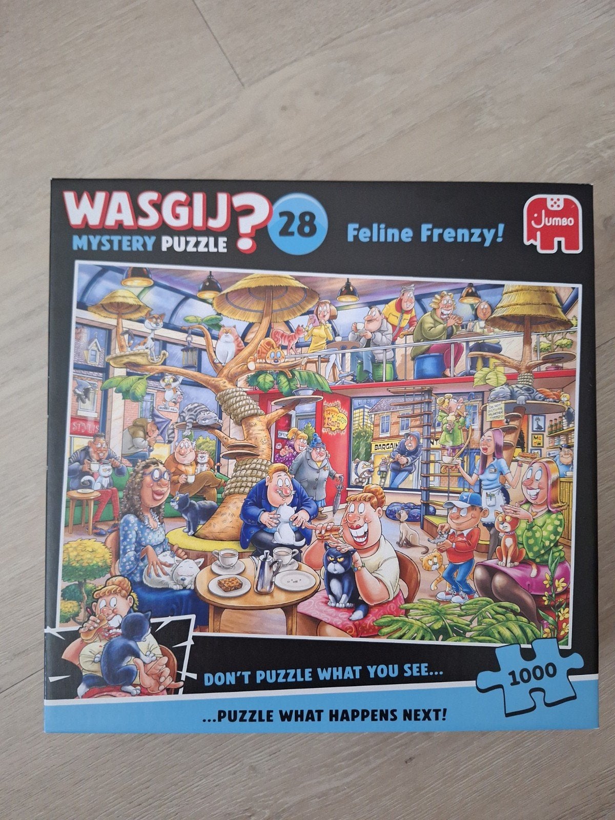 WASGIJ? Mystery Puzzel 28 Feline Frenzy! 1000 stukjes, Ophalen, 500 t/m 1500 stukjes, Zo goed als nieuw, Legpuzzel