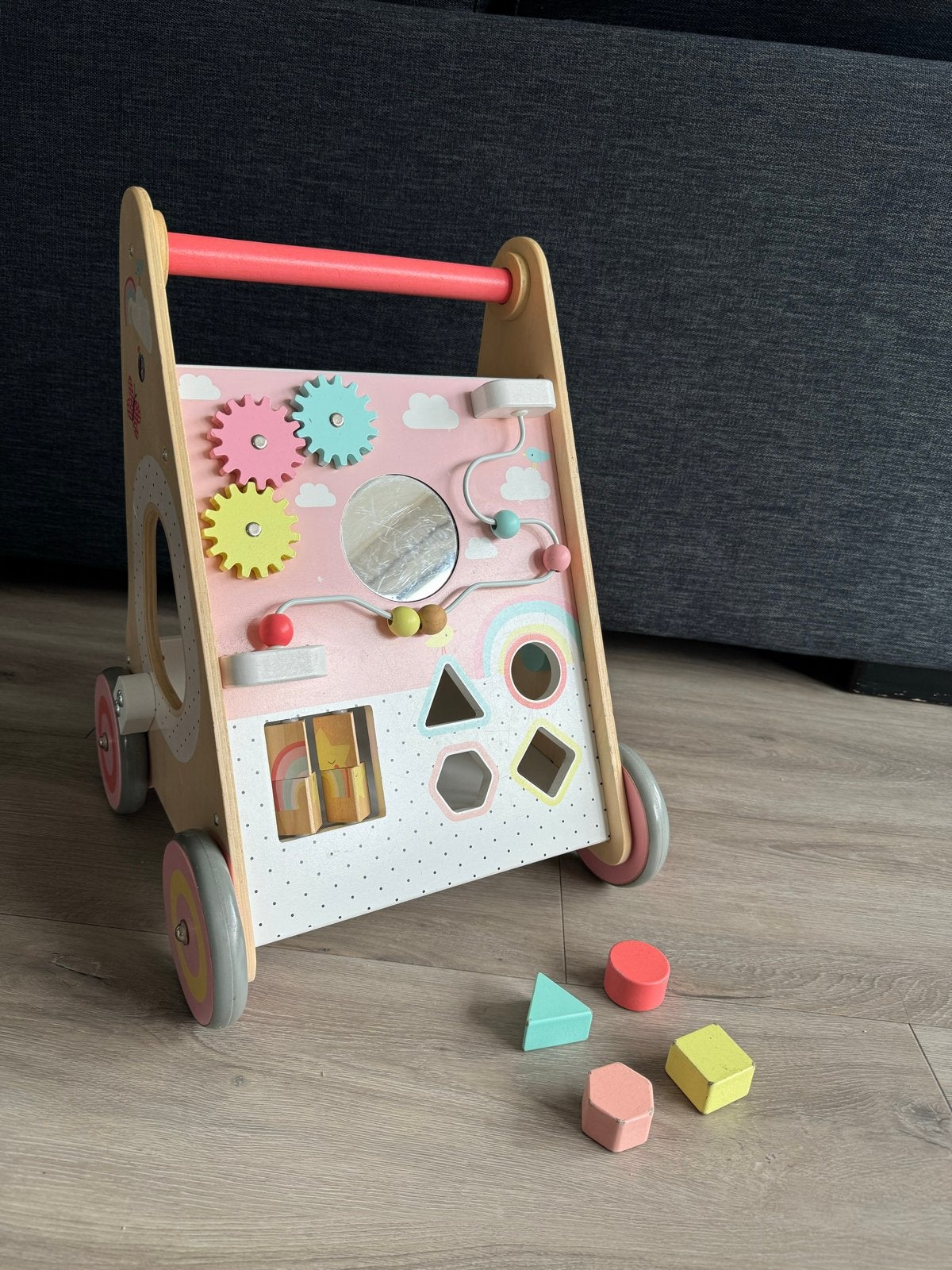 Vertbaudet houten loopwagen met verstelbare wielen, Kinderen en Baby's, Ophalen, Gebruikt, Overige typen, Met wieltjes