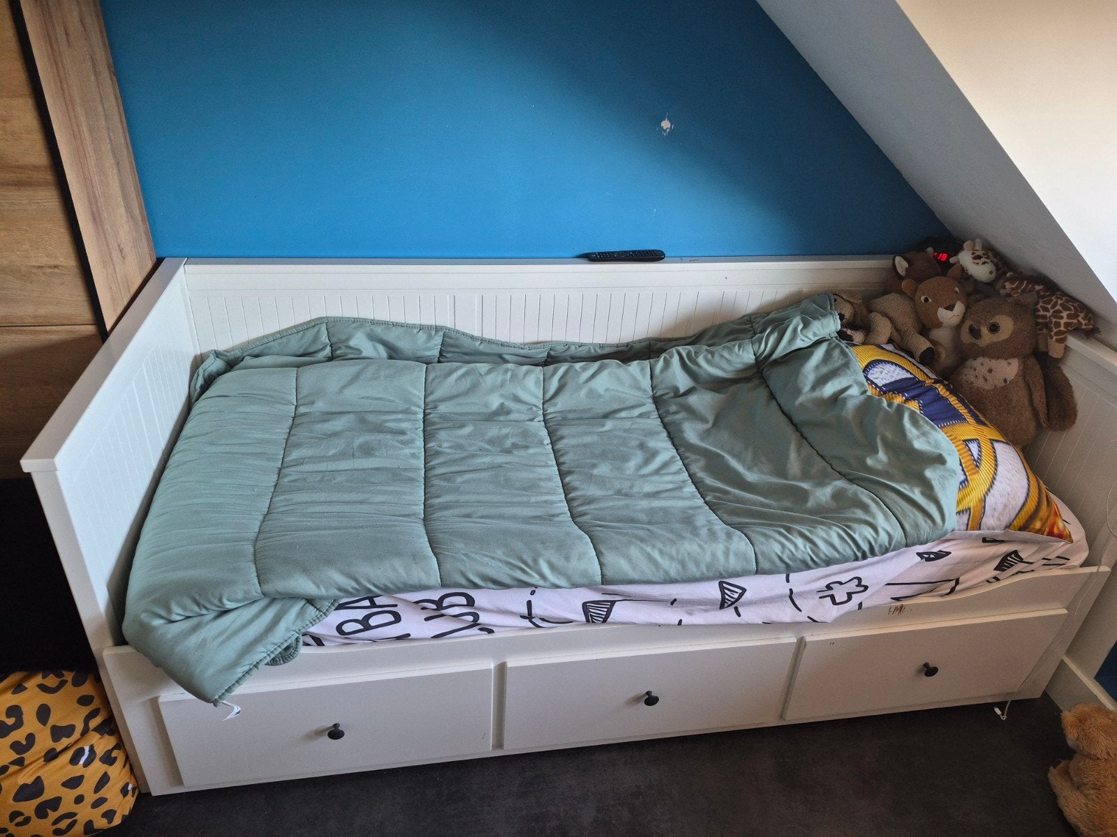IKEA Hemnes bedbank wit 80x200 met 3 lades, Ophalen, Gebruikt, Eenpersoons, Wit