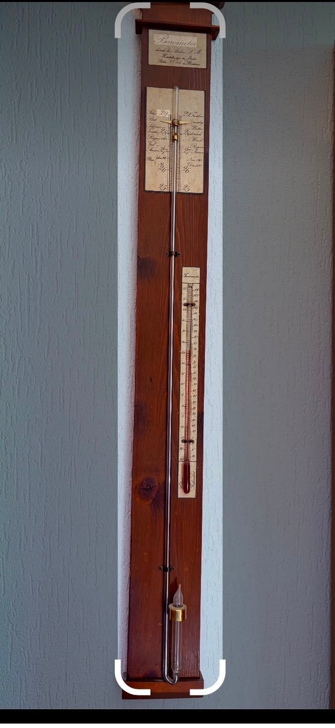 Antieke (replica) Barometer en Thermometer op Houten Plaat, Ophalen