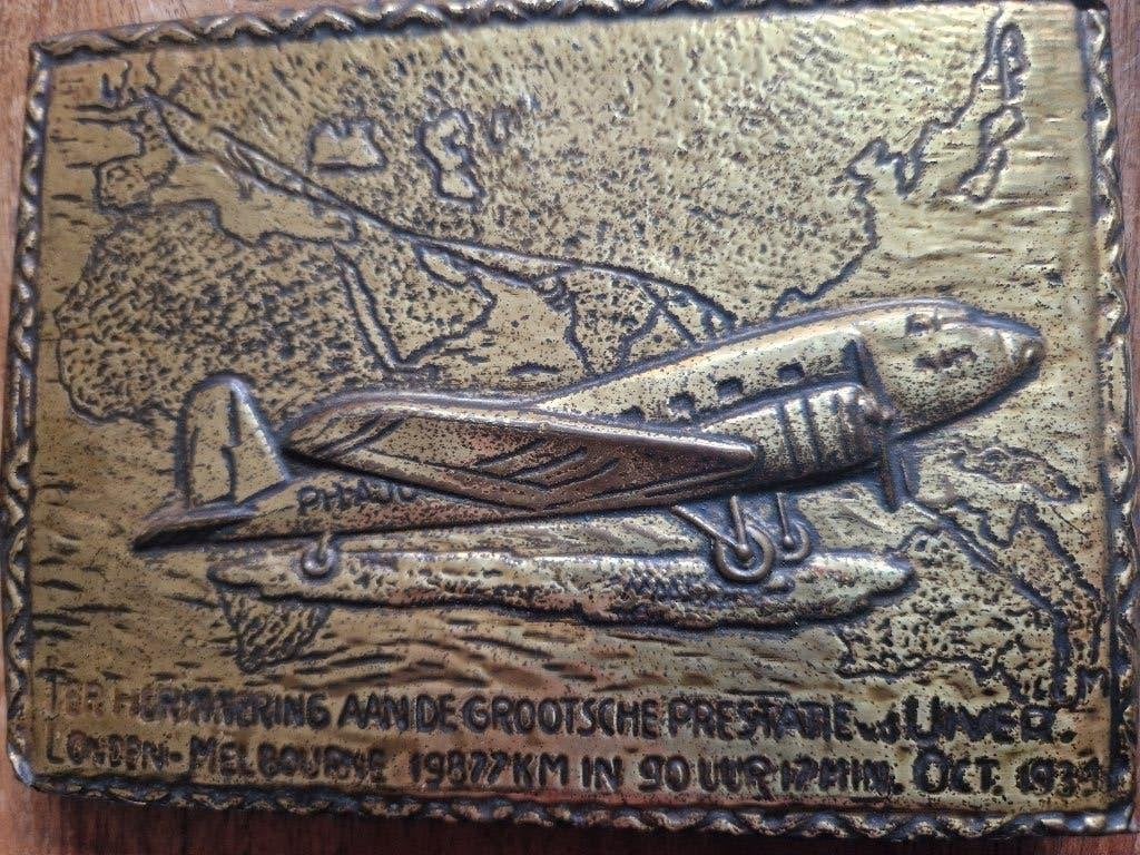 Historische Plaquette London-Melbourne Vlucht 1934, Verzamelen, Verzenden, Gebruikt, Overige typen