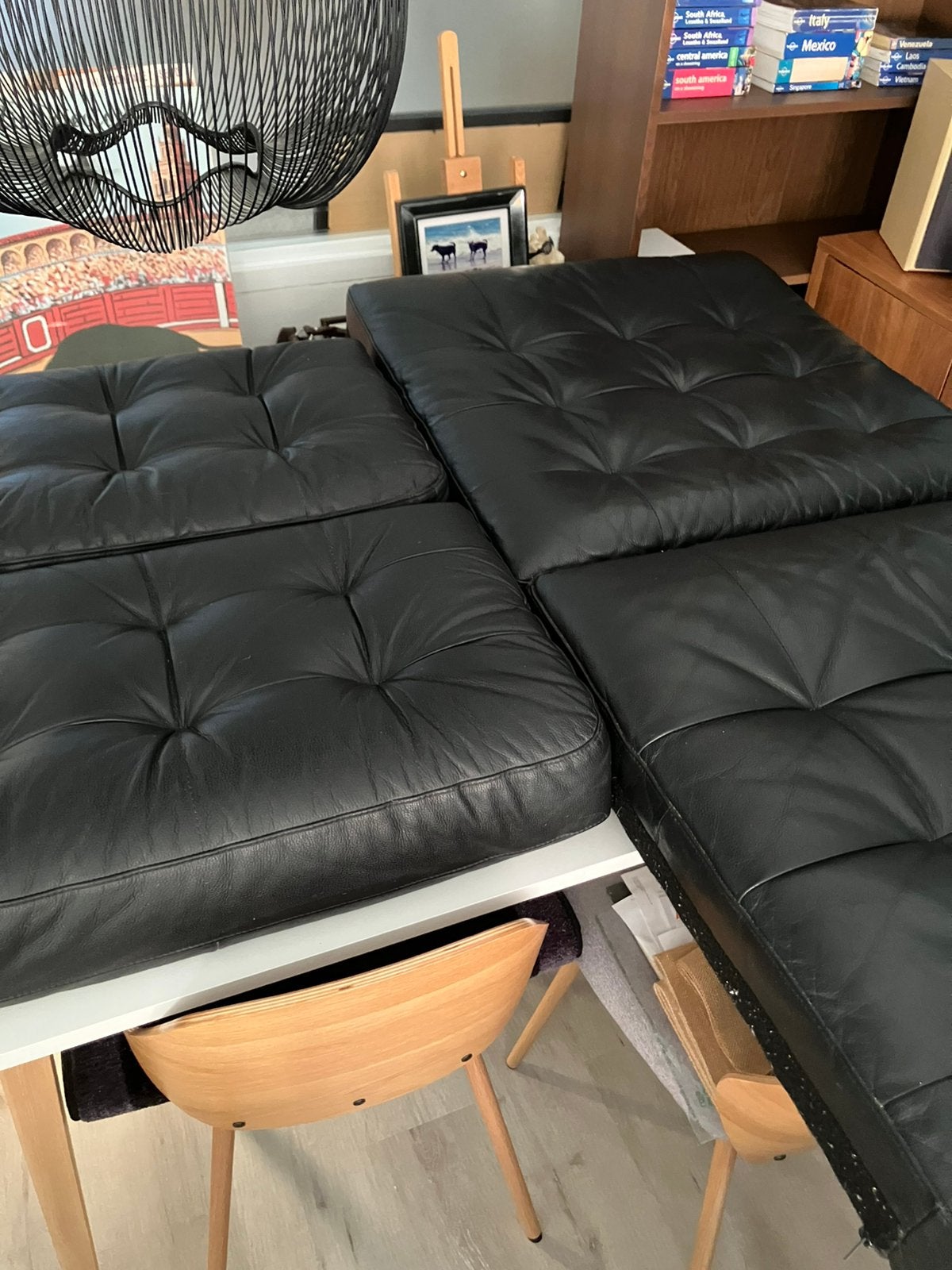 Landskrona kussens leer., Ophalen, Gebruikt, Rechte bank, Minder dan 150 cm