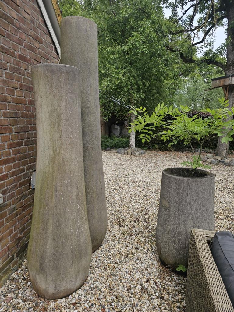 Set van 3 houten palmboom vazen in verschillende maten, Ophalen