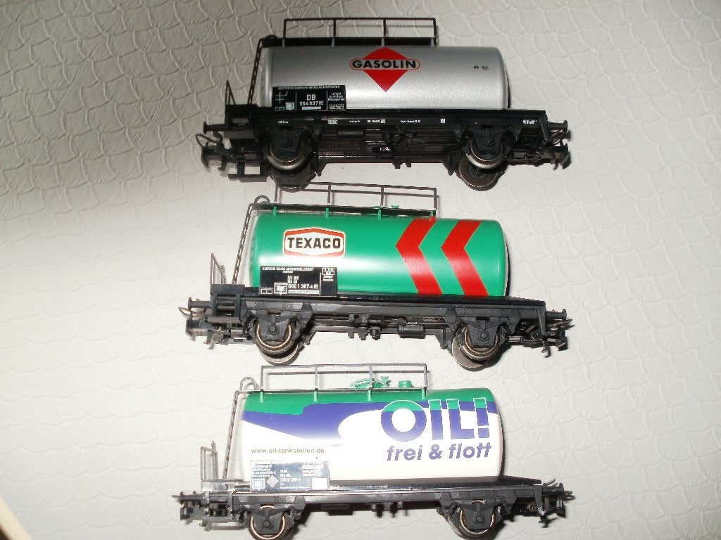 3x Marklin Ho div.tankwagon,Texaco/Gasolin/Oil Frei&Flott., Wisselstroom, Wagon, Ophalen of Verzenden, Zo goed als nieuw