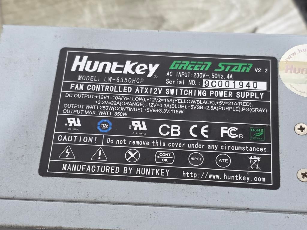 Huntkey 350w max voeding psu power supply lw-6350hgp, Ophalen of Verzenden, Gebruikt