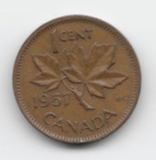Canada 1 cent 1957 KM# 49, Verzenden, Noord-Amerika, Losse munt